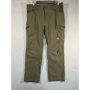 Eddie Bauer Pants Mens 36x30 First Ascent Nylon Stretch Hiking Zip Pockets Green